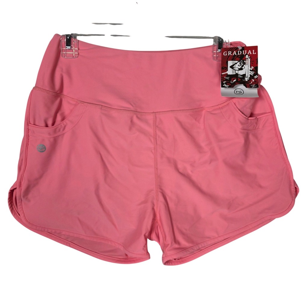 GRADUAL Running Shorts Womens‎ Medium Pink NEW High Waisted Athletic Pockets